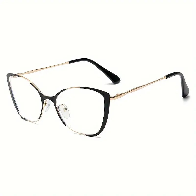 Blue Light Blocking Glasses Cat Eye Color Block Metal Frame Clear Lens Computer Glasses Spectacles For Women