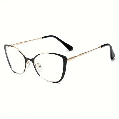 Blue Light Blocking Glasses Cat Eye Color Block Metal Frame Clear Lens Computer Glasses Spectacles For Women