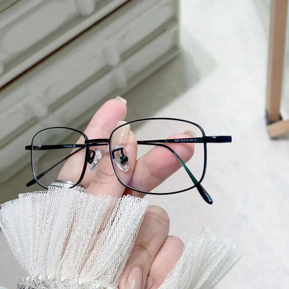 Rectangle Metal Frame Clear Lens Glasses Retro Fashion Decorative Glasses Cute Spectacles For Women Men
