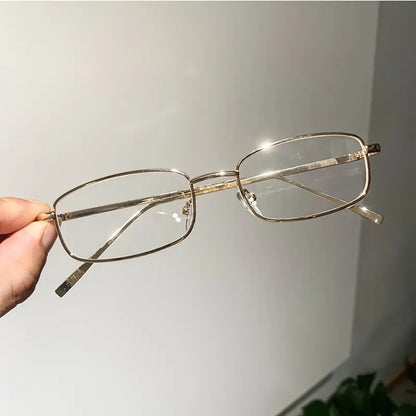 Rectangle Metal Frame Clear Lens Glasses Retro Fashion Decorative Glasses Cute Spectacles For Women Men