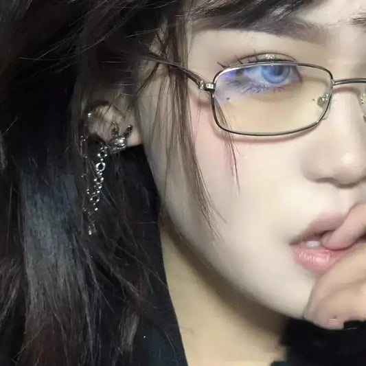 Rectangle Metal Frame Clear Lens Glasses Retro Fashion Decorative Glasses Cute Spectacles For Women Men